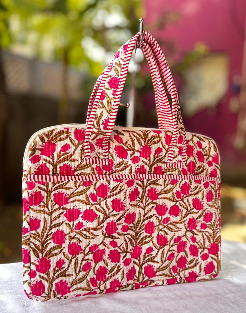 palm striped quilted tote (copy)